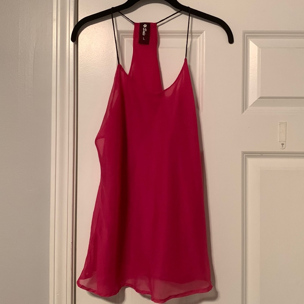 Hot Pink Racerback Tank Top - Size L